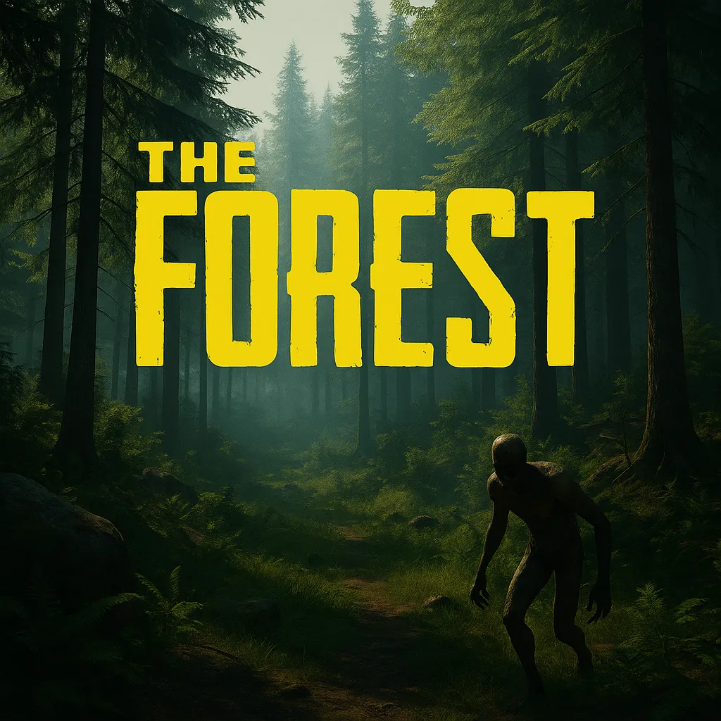 Shadowy creature lurking in a dark forest from the indie survival horror game The Forest